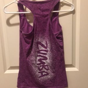 Zumba womens graphic fitness racerback tank top sleeveless size S purple